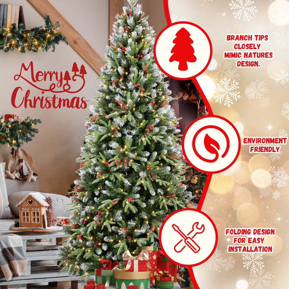 6FT Christmas Tree with 350 Warm Lights