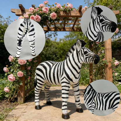 18.31" H x 19.49" L Simulated Zebra Garden Statue