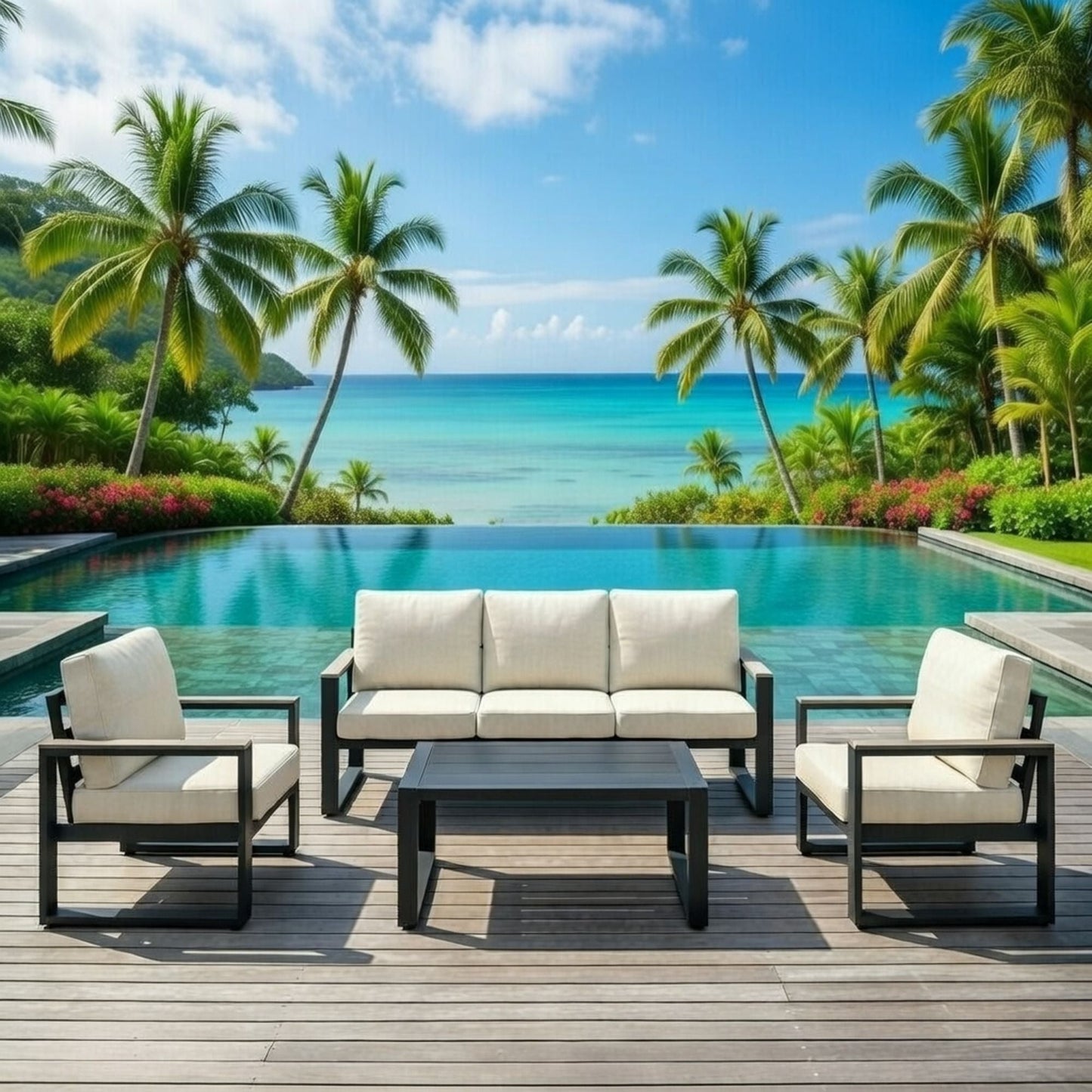 Modern Outdoor Sofa Set With Coffee Table