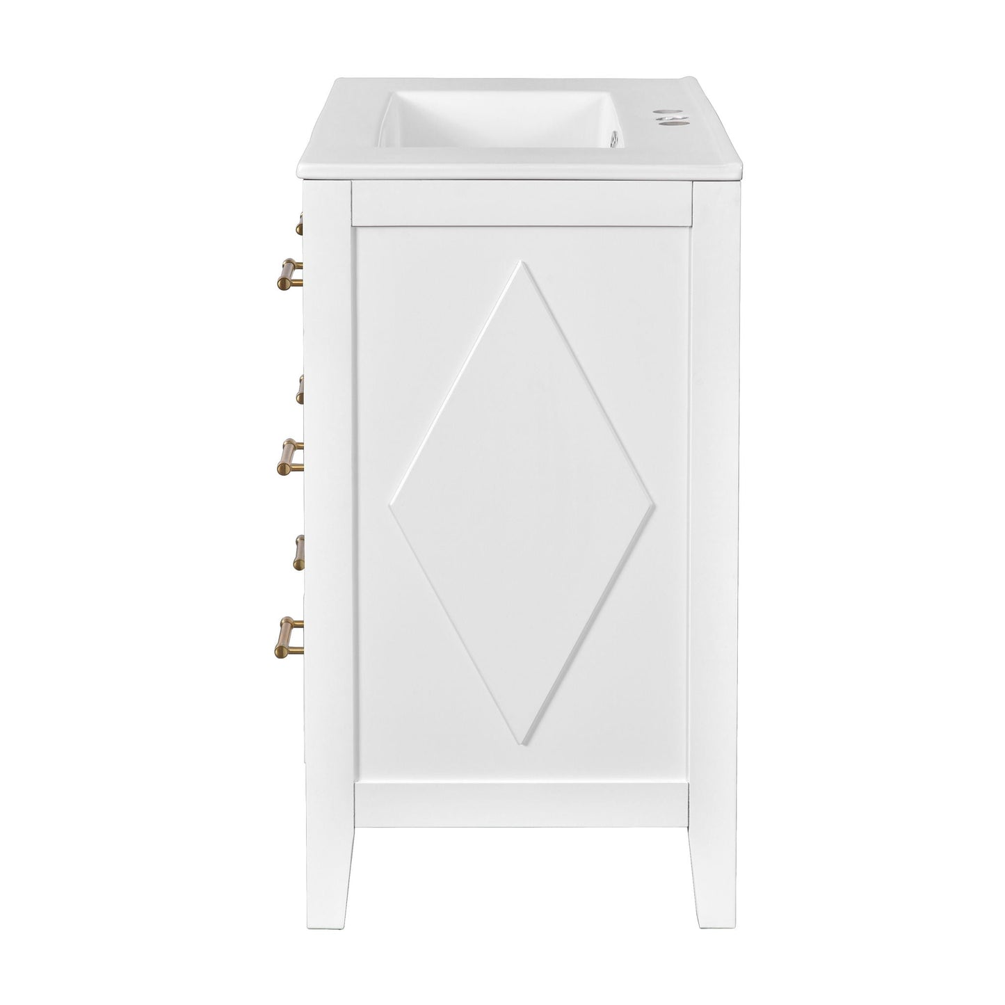 Retro Bathroom Vanity With Sink Combo, Free Standing Single Set With 3 Drawers