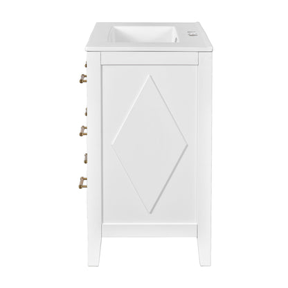Retro Bathroom Vanity With Sink Combo, Free Standing Single Set With 3 Drawers