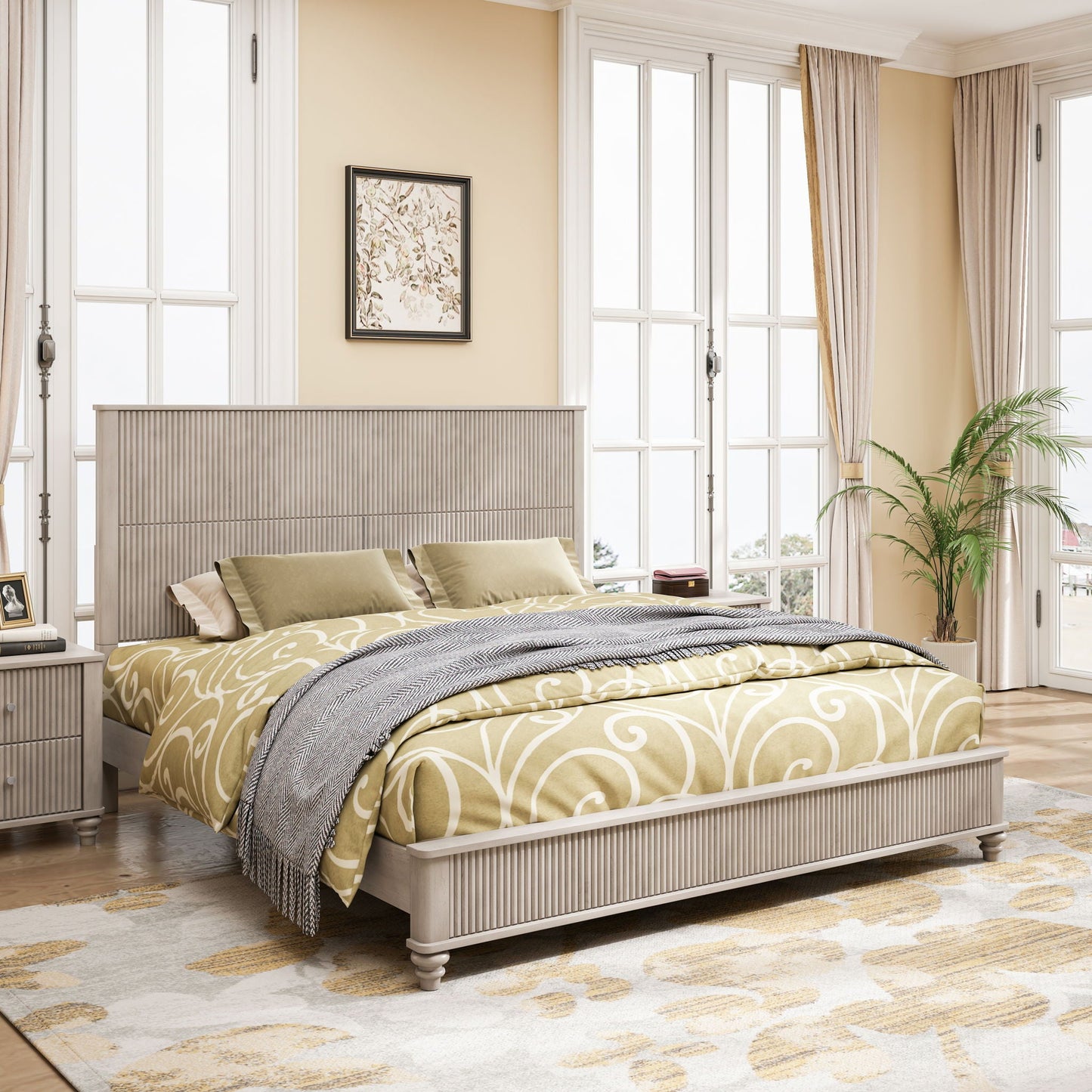 Platform Bed Frame & Tall Headboard