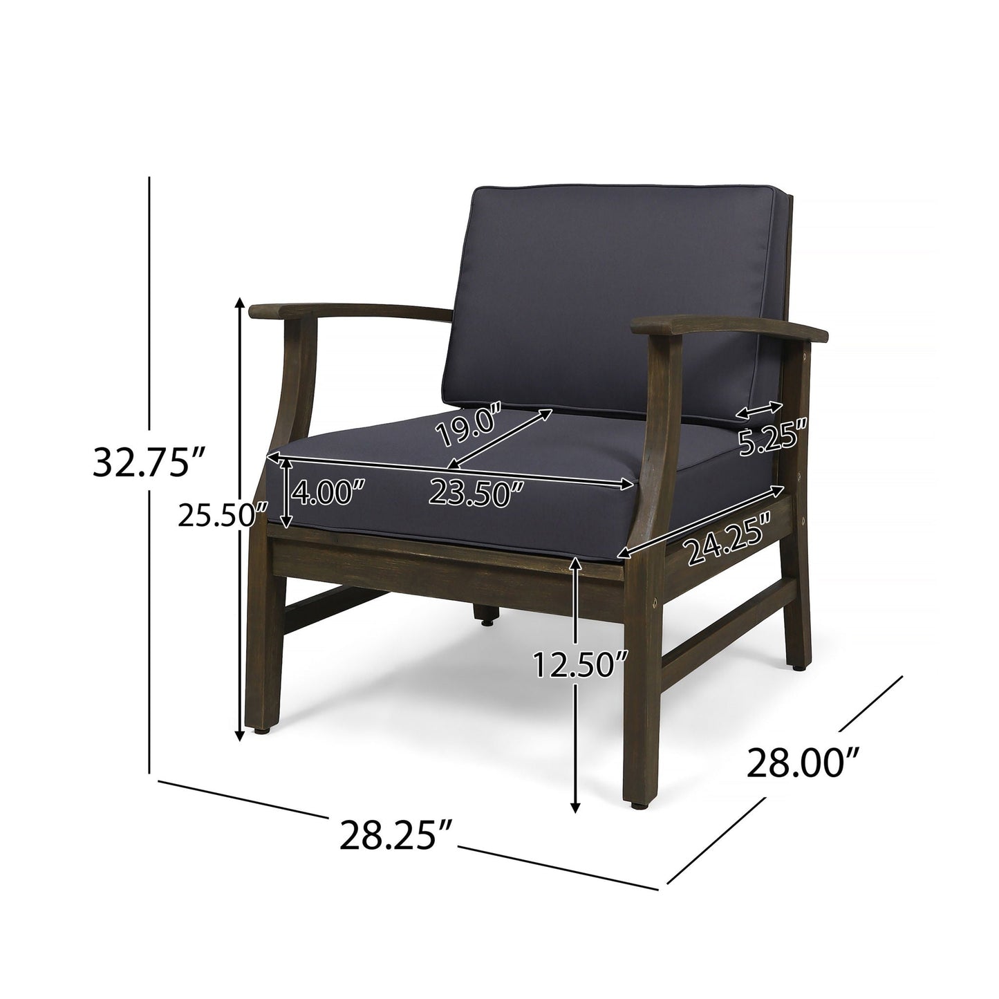 Perla Contemporary Club Chair with Water Resistant Cushion