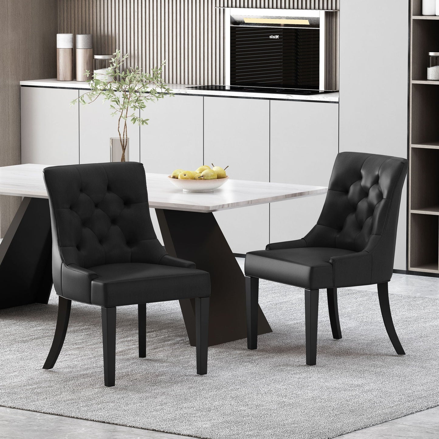 Cheney Contemporary Dining Chair Tufted Upholstery (Set of 2)
