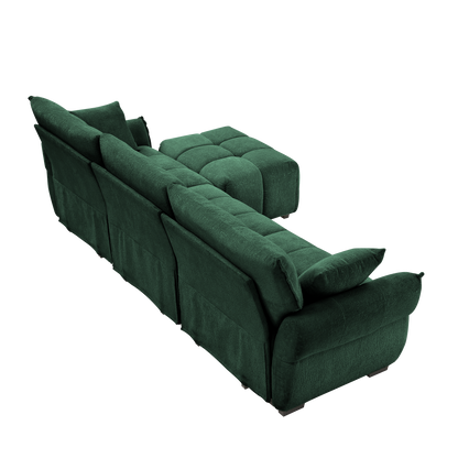 Three-Seater Sofa Set With Ottoman And Pillows