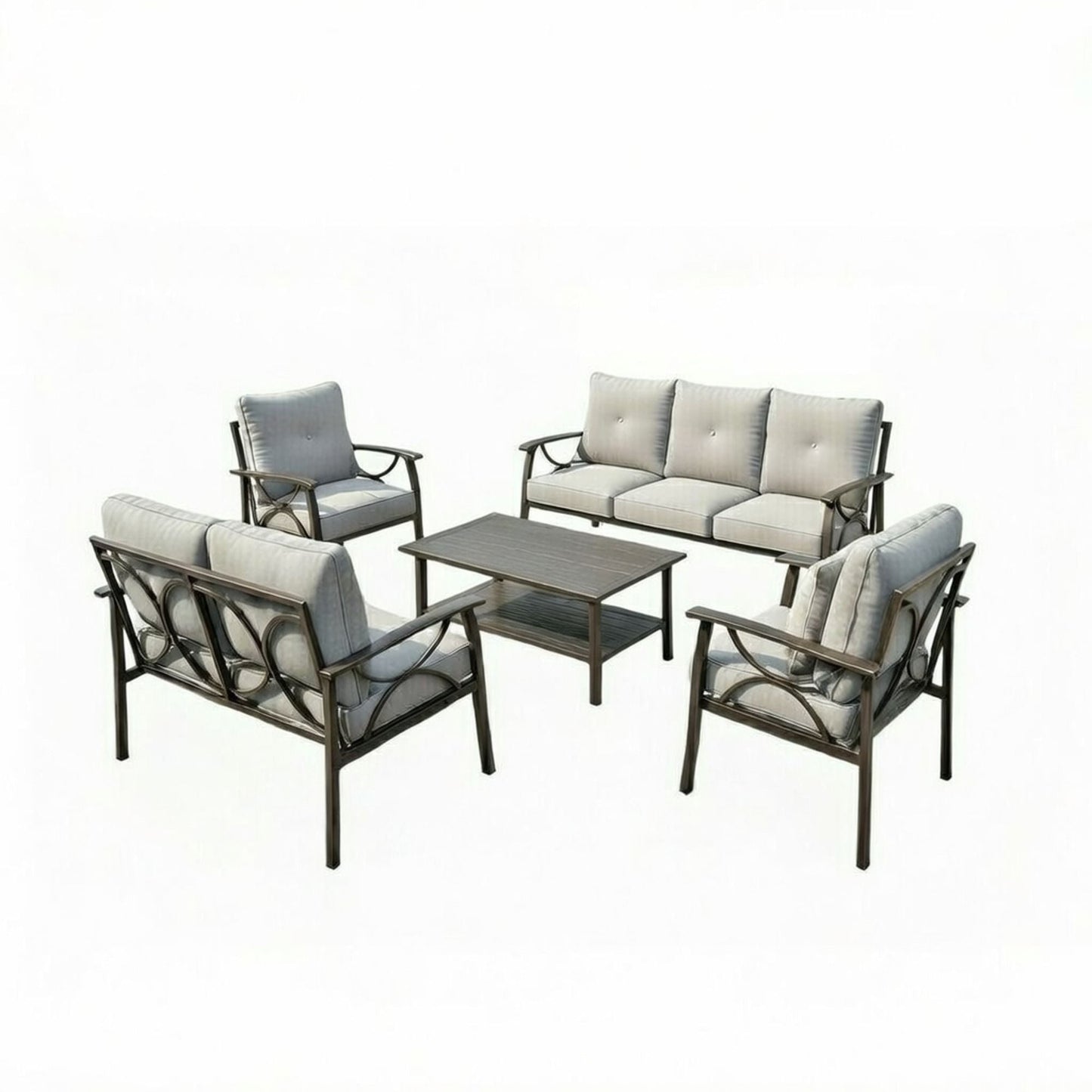 Patio Furniture Set with Coffee Table and Cushions for Backyard