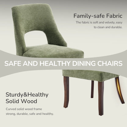 Upholstered Dining Chair With Curved Legs (Set of 2) - Green