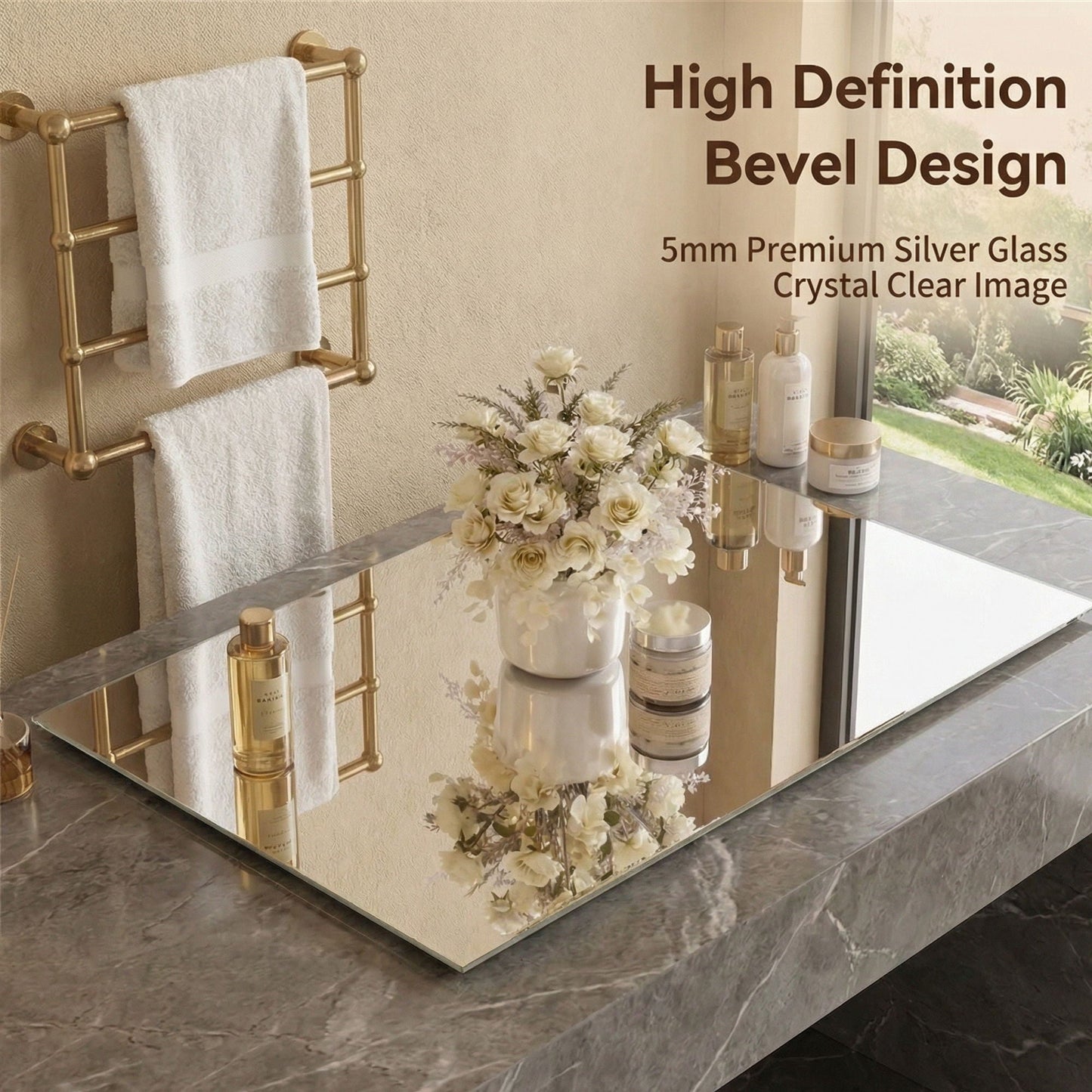 Irregular Shape LED Full Length Wall Mirror With 3 Color Dimmable Lighting - Silver