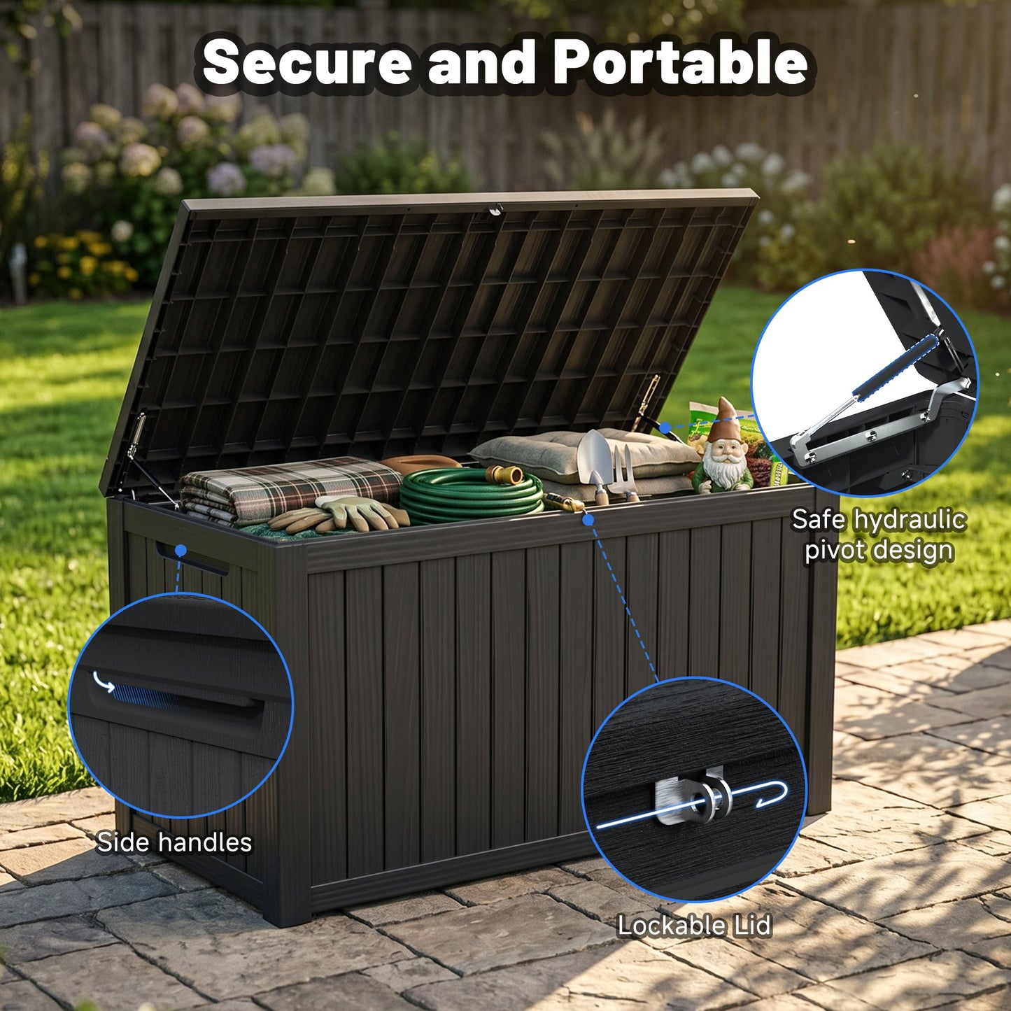 180 Gallon Large Outdoor Storage XXL Deck Box for Patio Furniture