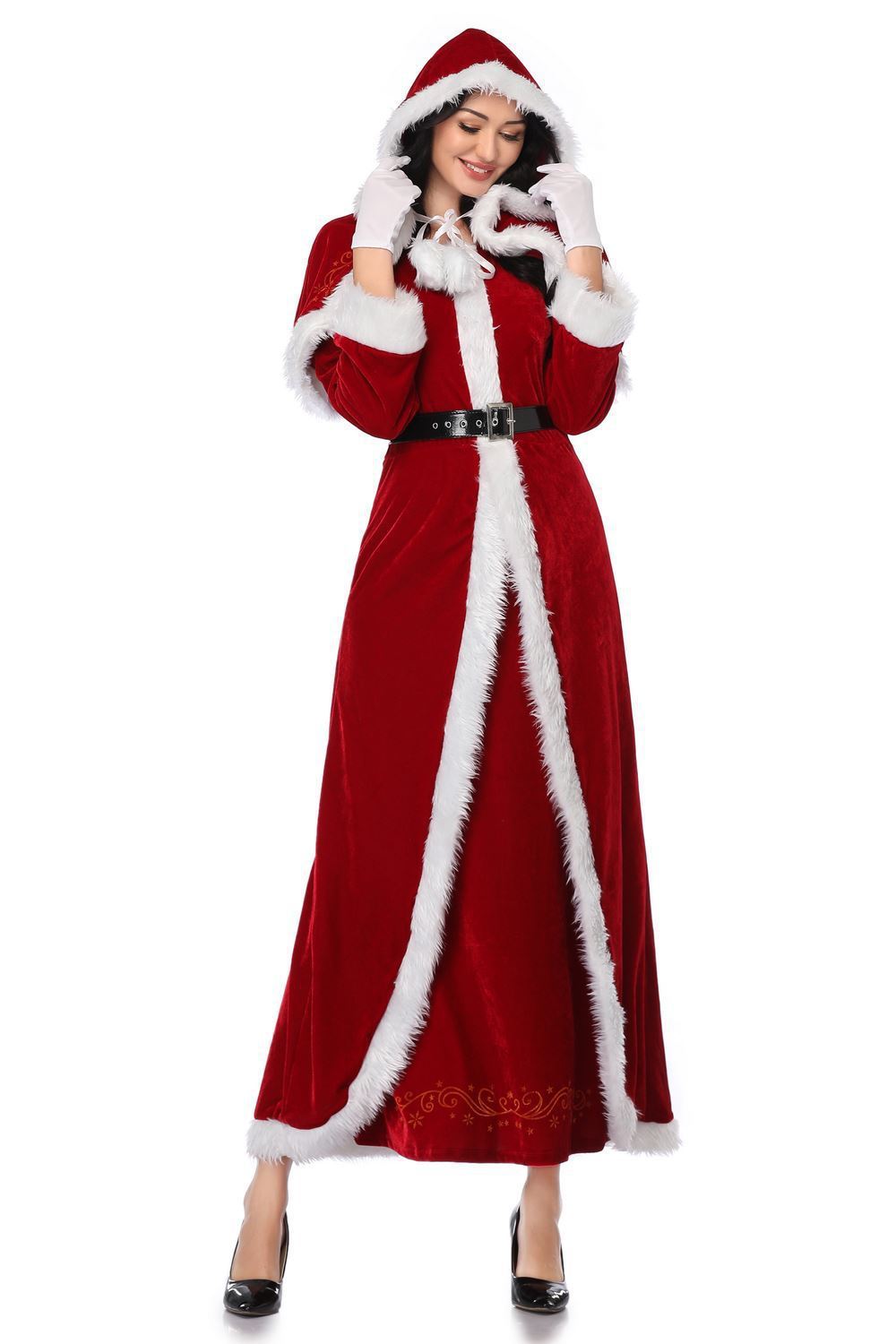 New red and white warm cozy cute long Christmas Robe for women