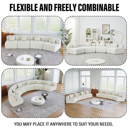 Modular Sectional Sofa With 2 Pillows, Symmetrical Design
