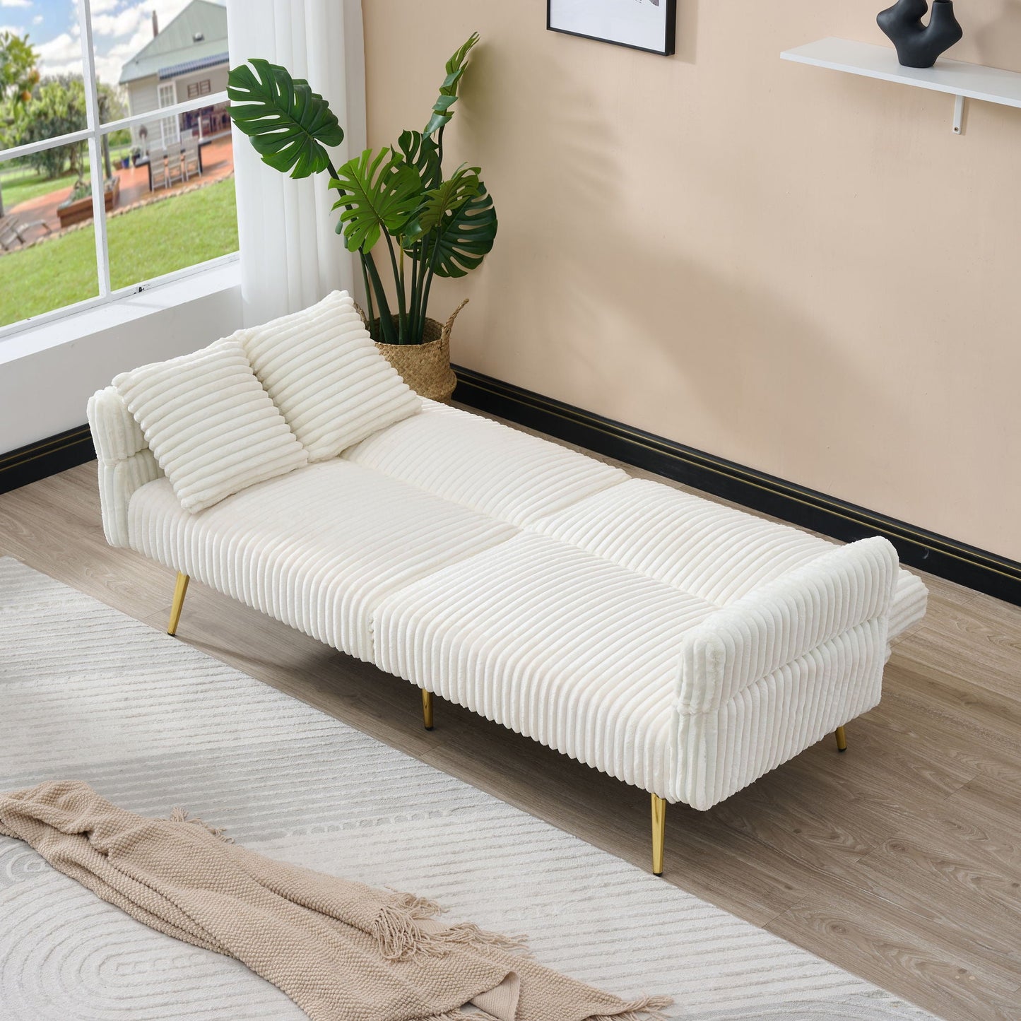 Luxury Foldable Double Sofa Bed With Folding Armrests