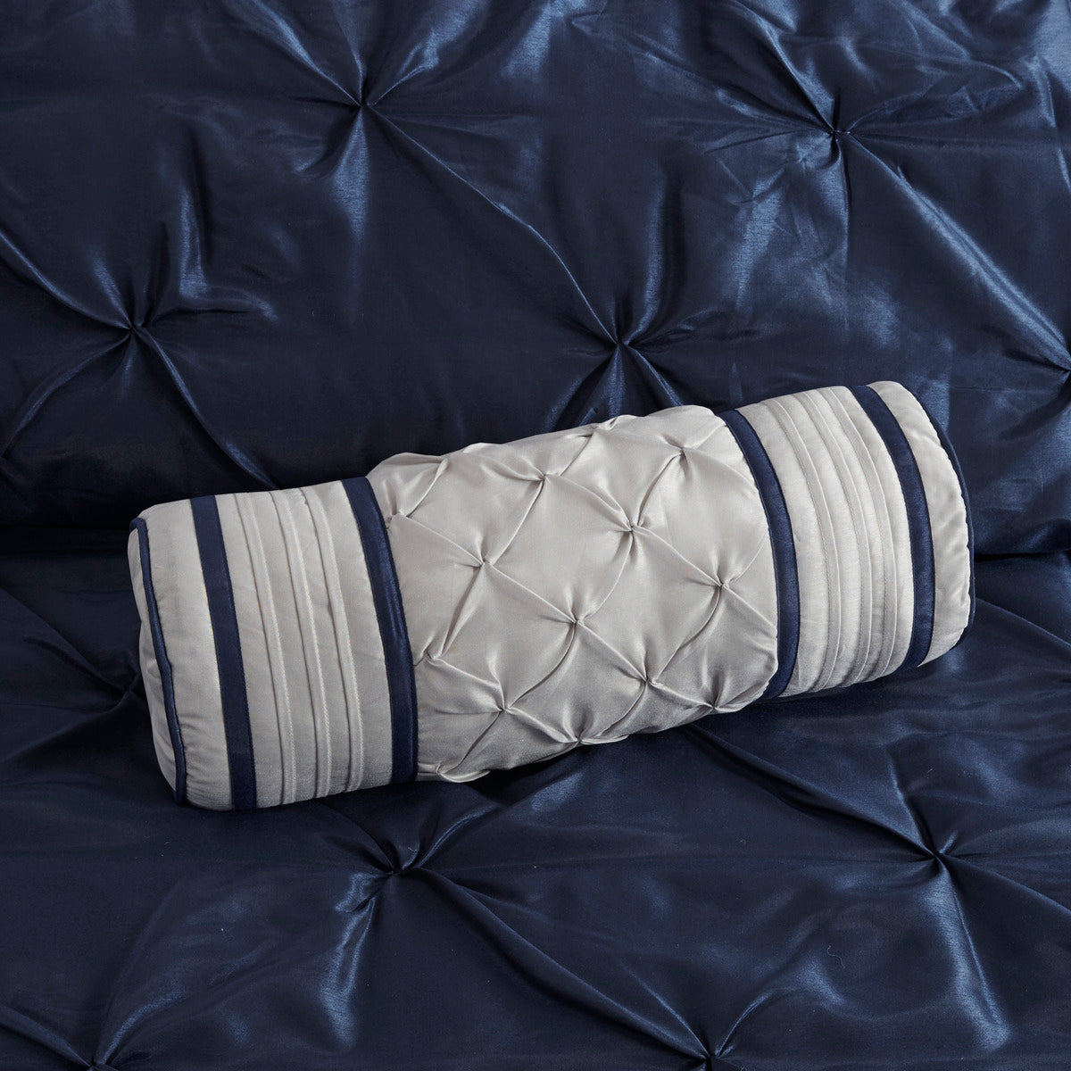 7 Piece Tufted Comforter Set Navy King