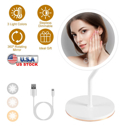 7.48In 5X Magnifying Lighted Makeup Mirror Dimmable Magnification Mirror With Lights Lighted Vanity Mirror with 3 Light Colors
