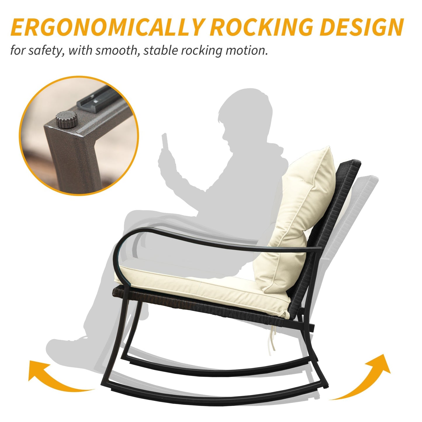 Metal 2 - Person Outdoor Patio Rocking Seating Group with Cushions