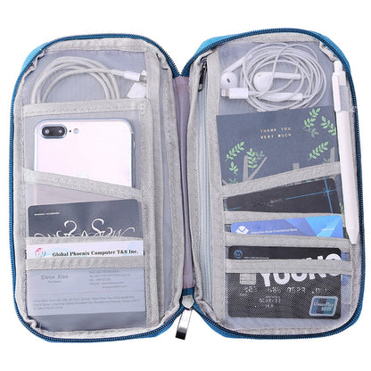 Travel Passport Wallet 12Cells Ticket ID Credit Card Holder Water Repellent Documents Phone Organizer Zipper Case Business Trip Daily Use