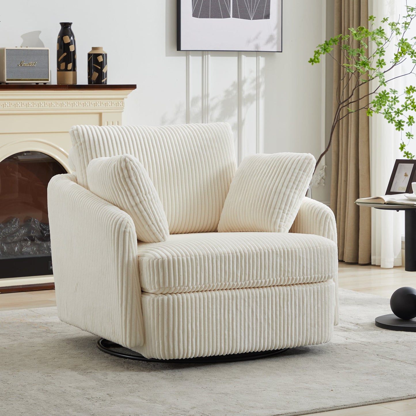 40.55''W Swivel Accent Chair with 2 Throw Pillows