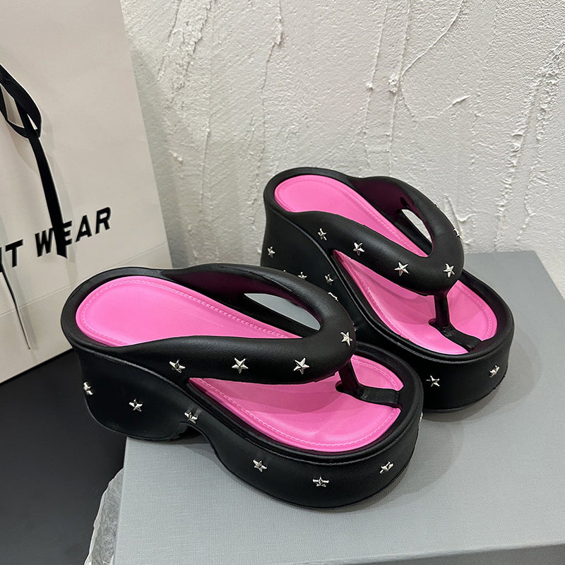 Fashionable Thick-soled Flip-flops For Women Suitable For Outdoor Wear