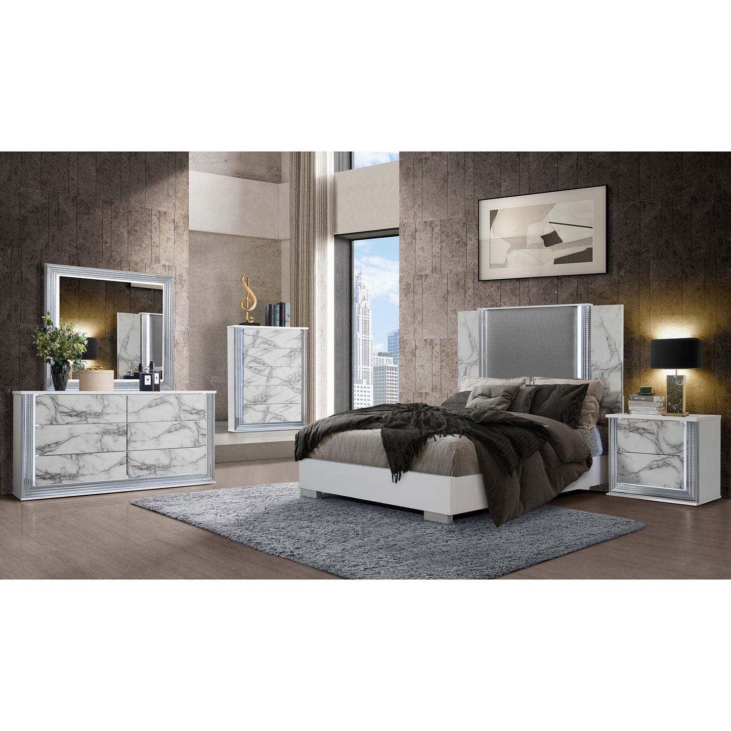 Moon - Chest With LED - White Marble