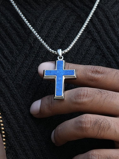 Lapis Lazuli Cross Pendant Necklace