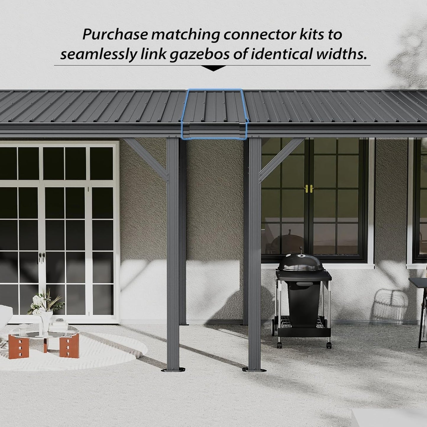 12'x16' Hardtop Lean-To Gazebo with Gutters