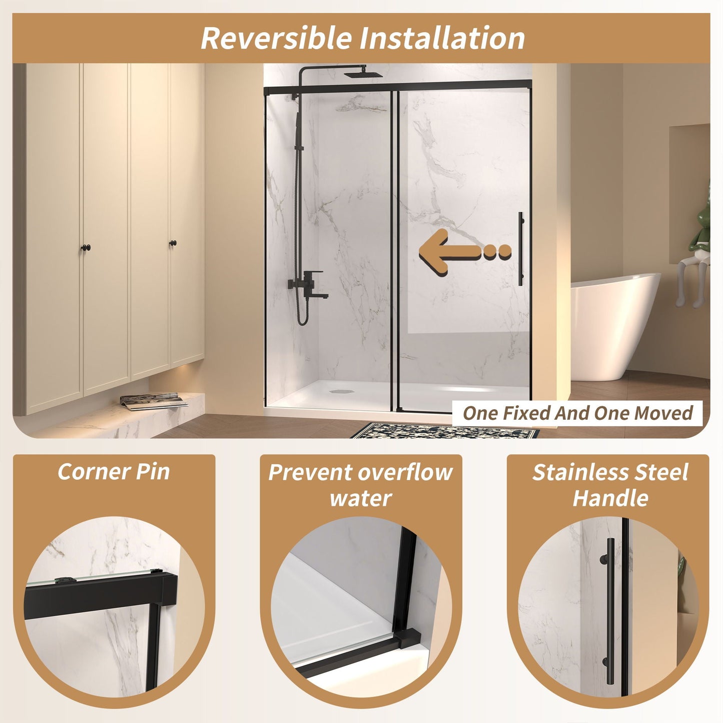 Frameless Single Sliding Shower Door