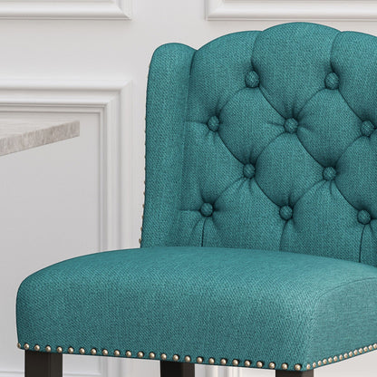 Vienna Fabric Tufted Counter Stool With Nailhead Accents (Set of 2)
