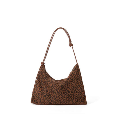 Leopard print autumn and winter small hobo bag, fashionable large capacity shoulder bag women, retro design commuter shoulder handbag