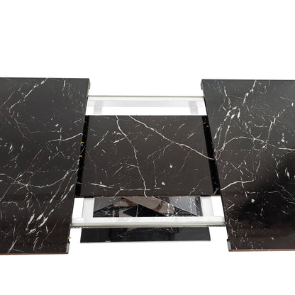 Modern Rectangle Dining Table With Stretchable TopAnd X Shape Legs