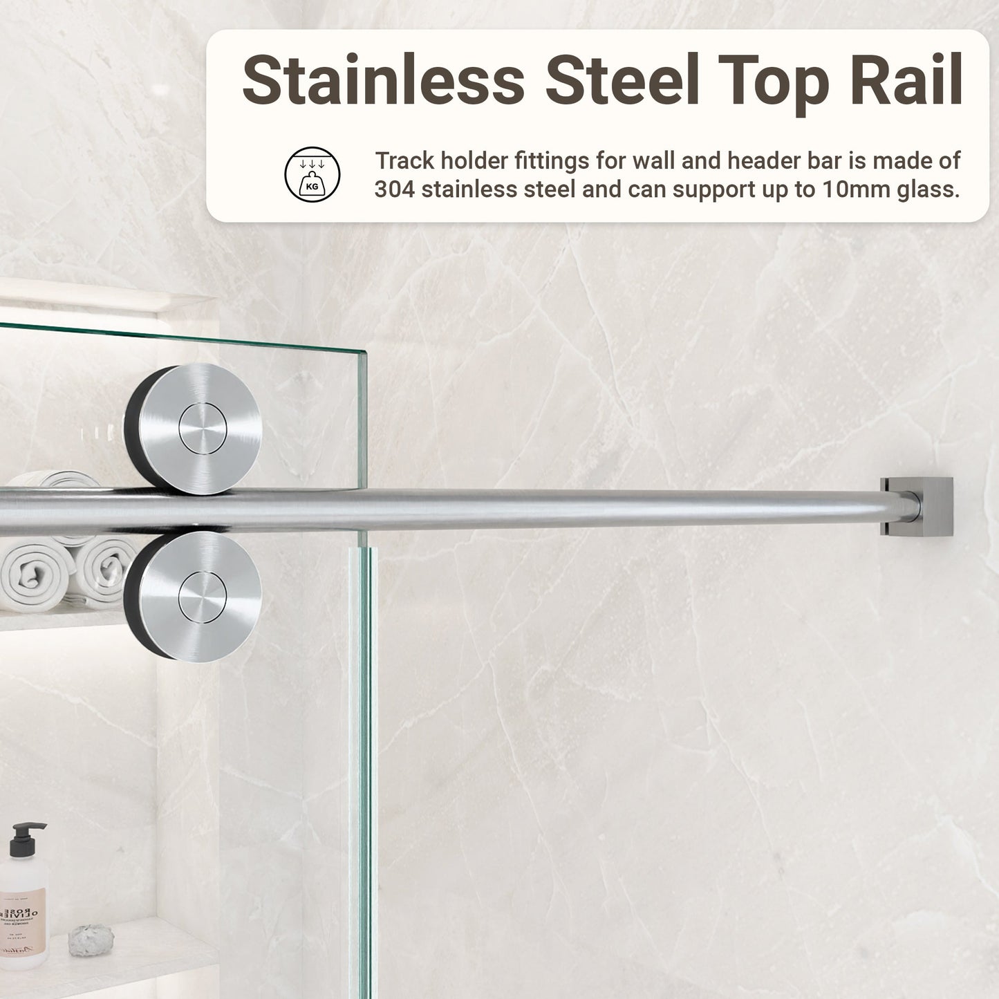 56-60"W x 72"H Frameless Sliding Shower Door – Clear Tempered Glass