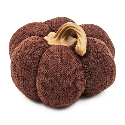 Pumpkin Ornament Decor For Holiday Harvest Festival Fall Festival & Thanksgiving (Set of 2) - Dark Brown