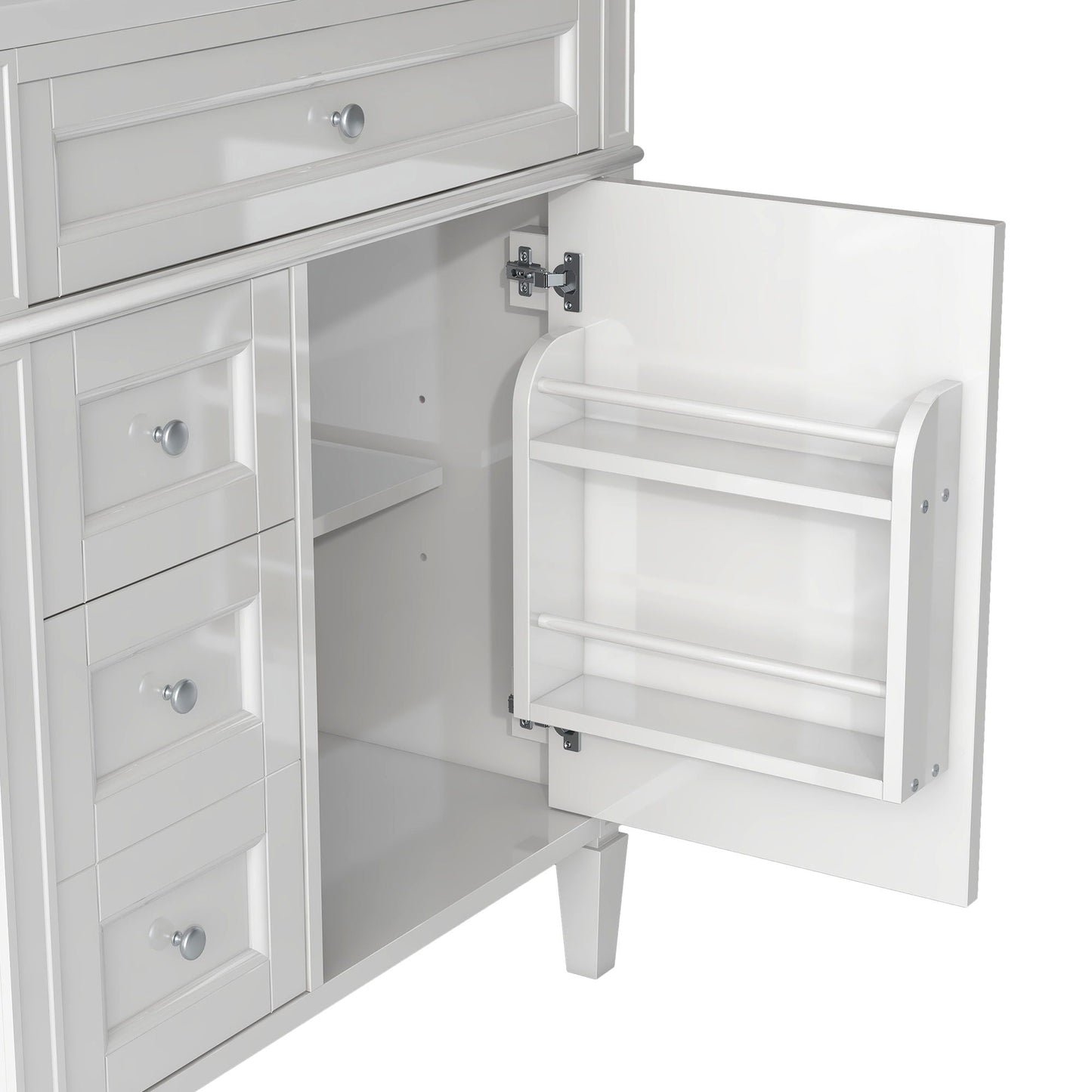 Bathroom Vanity With Medicine Cabinet, Royal Mirror Cabinet, Modern Bathroom Storage Cabinet With 2 Soft Closing Doors And 4 Drawers