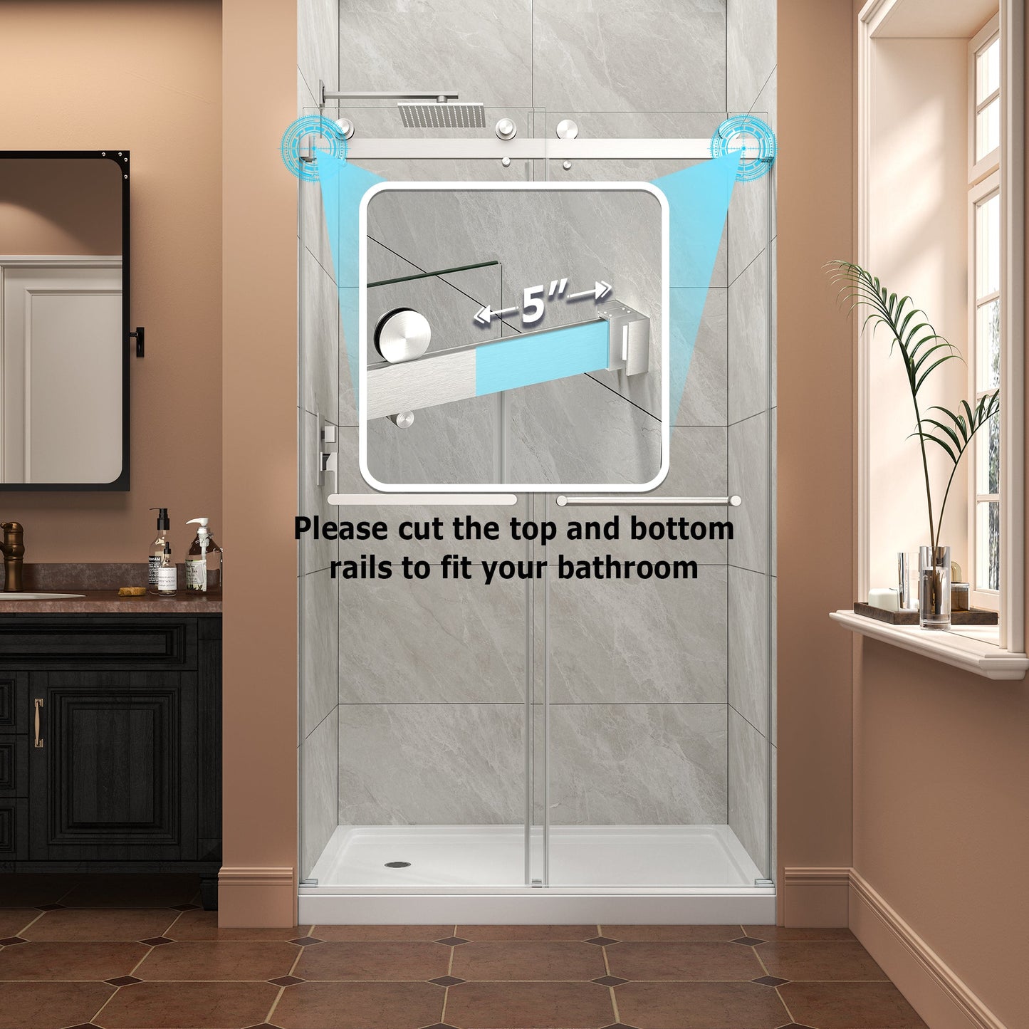 43"-48" W x 76" H Brushed Nickel Reversible Double Bypass Sliding Shower Door