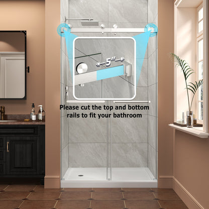 43"-48" W x 76" H Brushed Nickel Reversible Double Bypass Sliding Shower Door