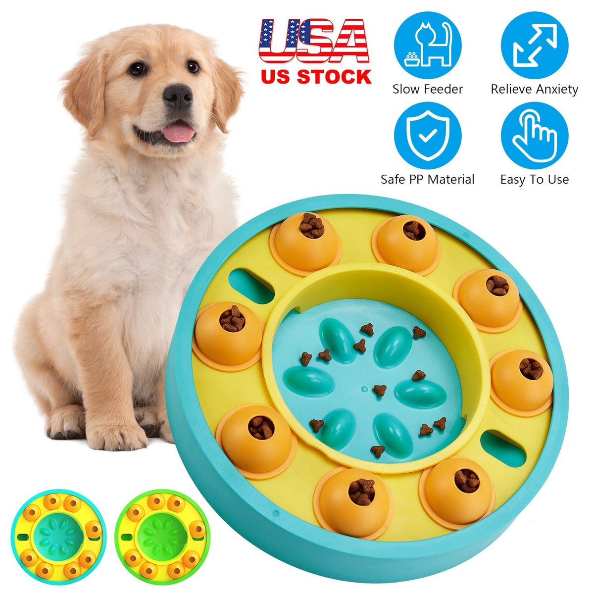 Dog Puzzle Food Feeder Slow Feeding Bowl Interactive Toy Dog Treat Dispensing Toy for IQ Training Mental Enrichment For Small Medium Large Dog Cat