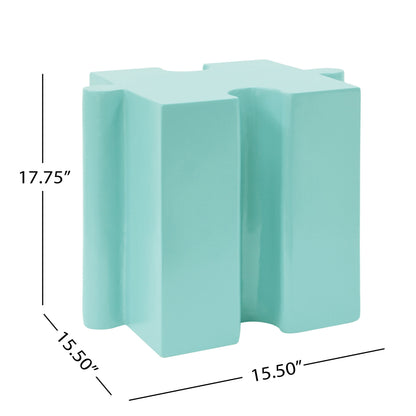 3-Piece Artistic Puzzle Table Set, Modular MGO Side Tables with Interlocking Design