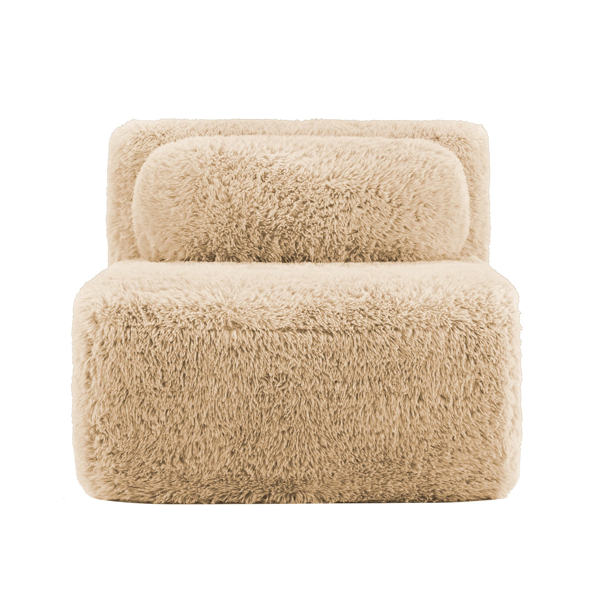 Aviana Armless Sofa with Pillow – Plush Fabric, Light Khaki