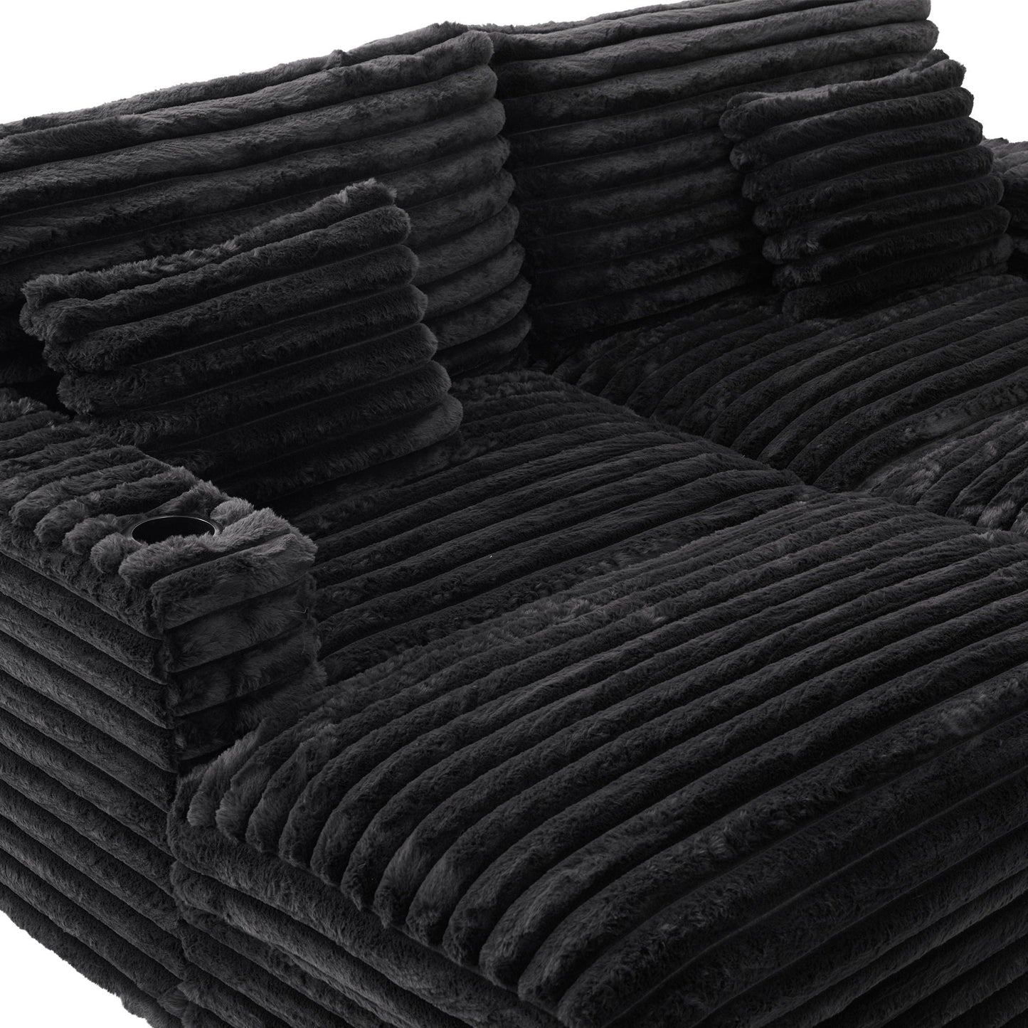 Oversized Double Chaise Lounge Sofa Bed With USB Ports And Cup Holders