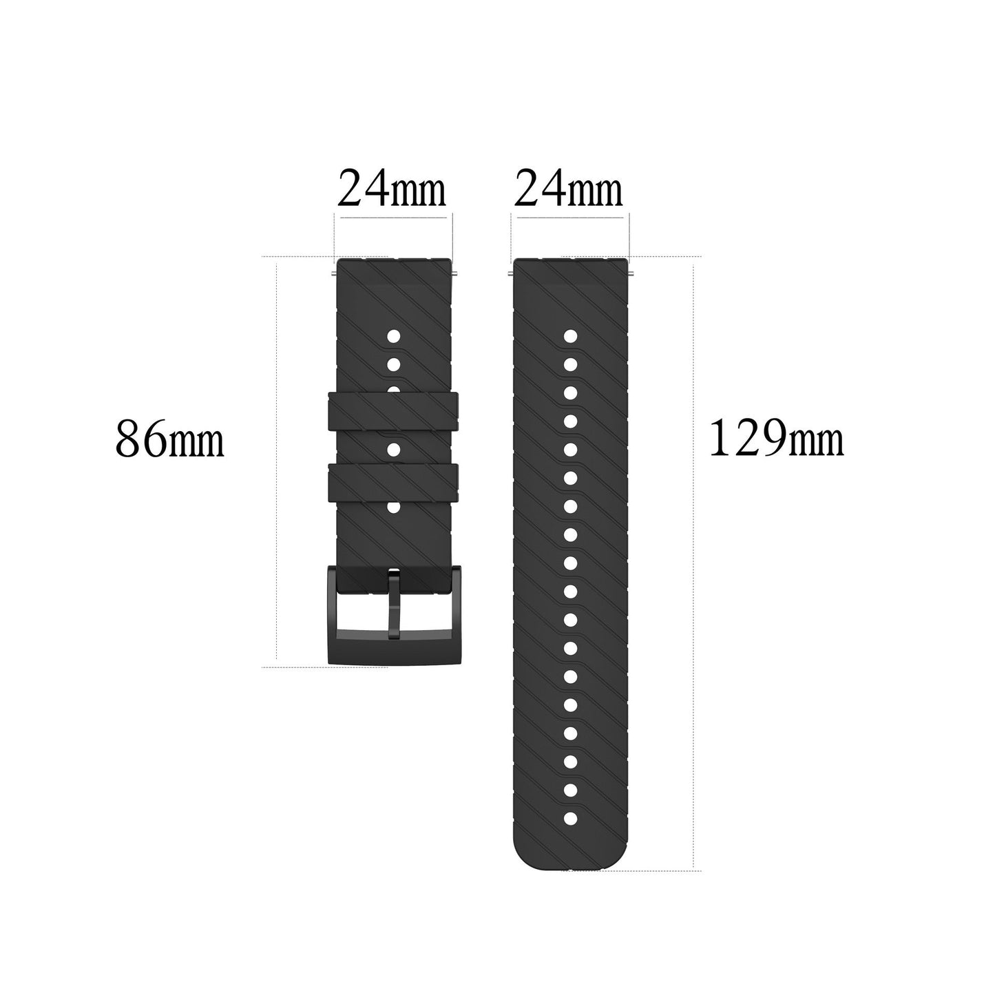 24mm Lightning-Stripe Silicone Watch Strap Compatible With Songtao