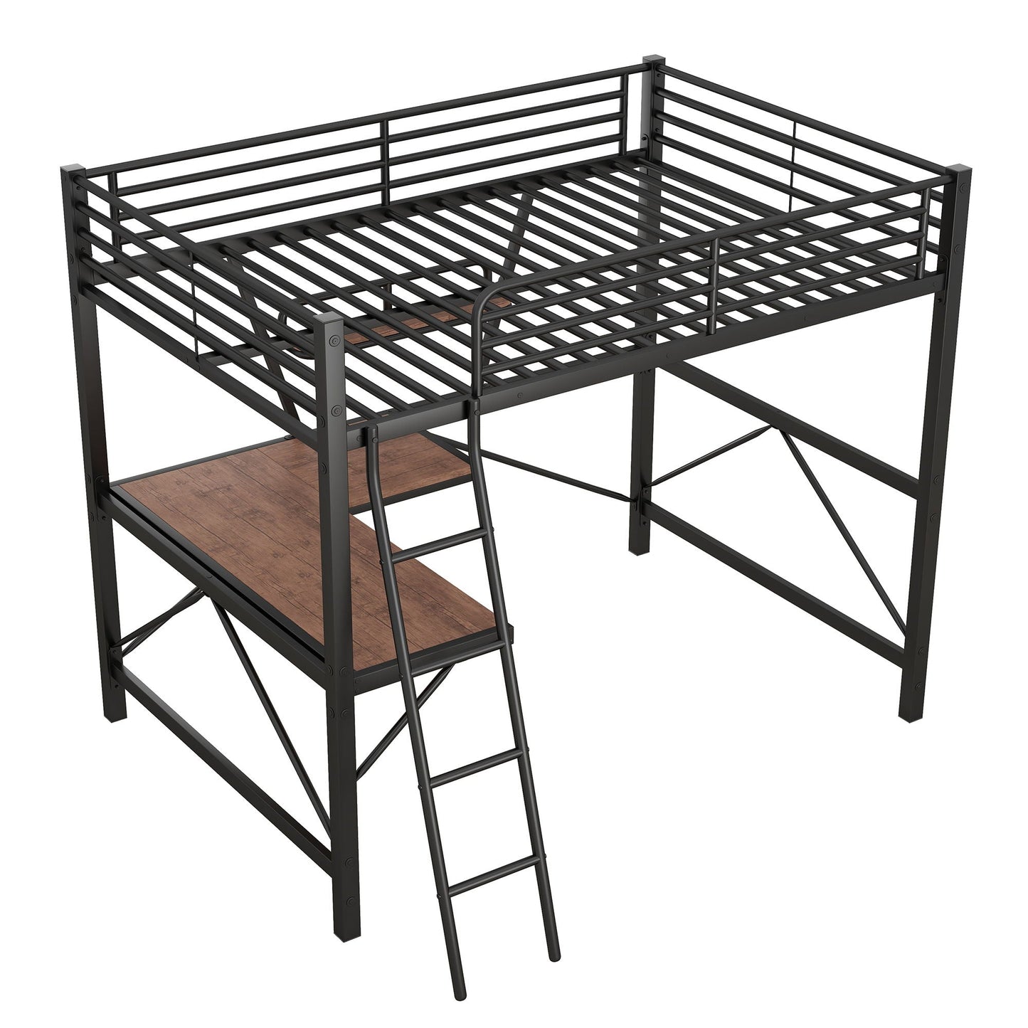 Loft Bed With Desk And Shelf, Modern Design