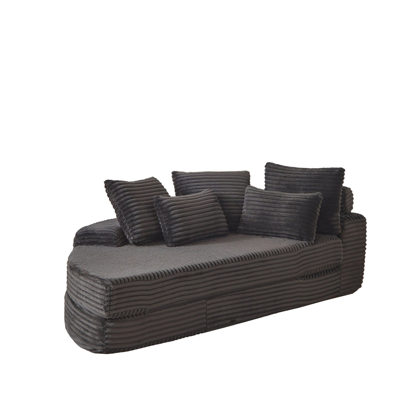 Semi Circular 2 In 1 Sofa Bed With Neck Pillow And Throw Pillows