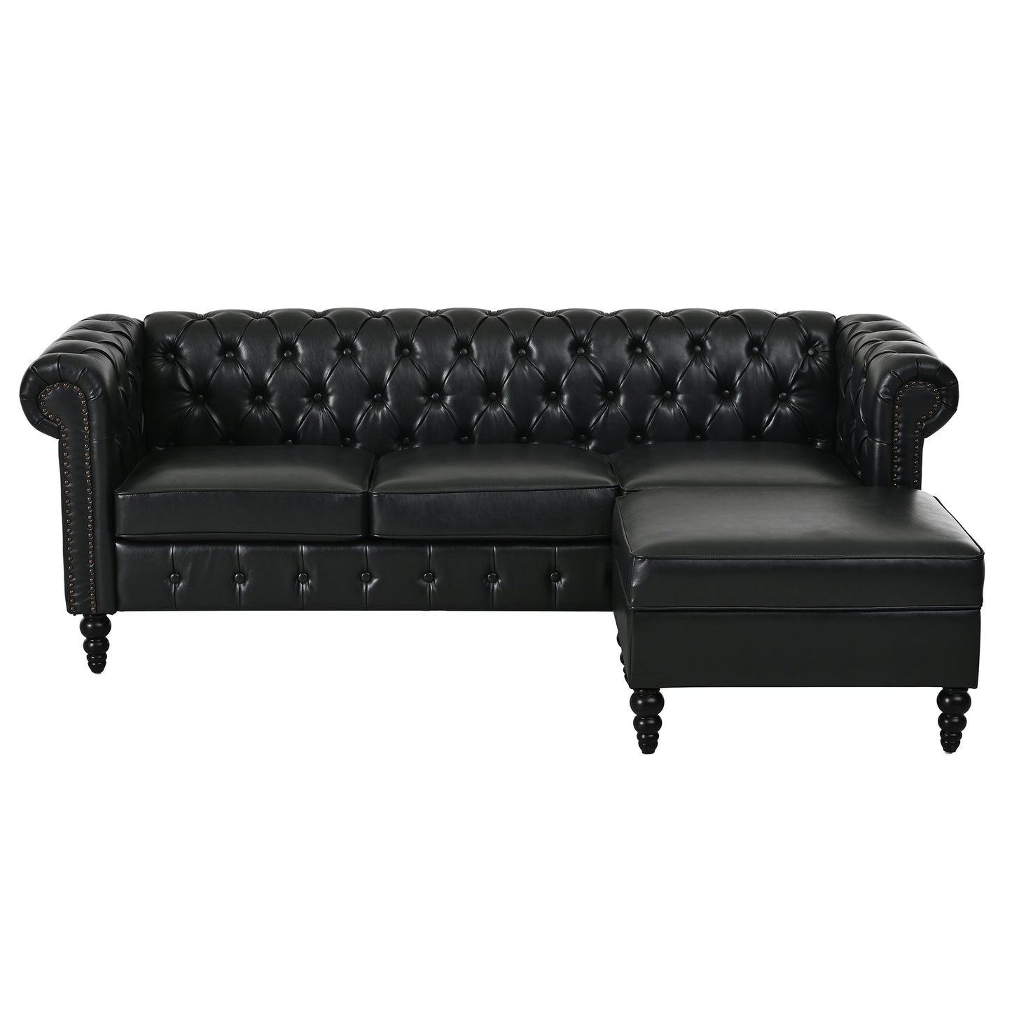 U-style 85" Modern 4-Seater L-Shaped Sectional Sofa with Storage Ottoman