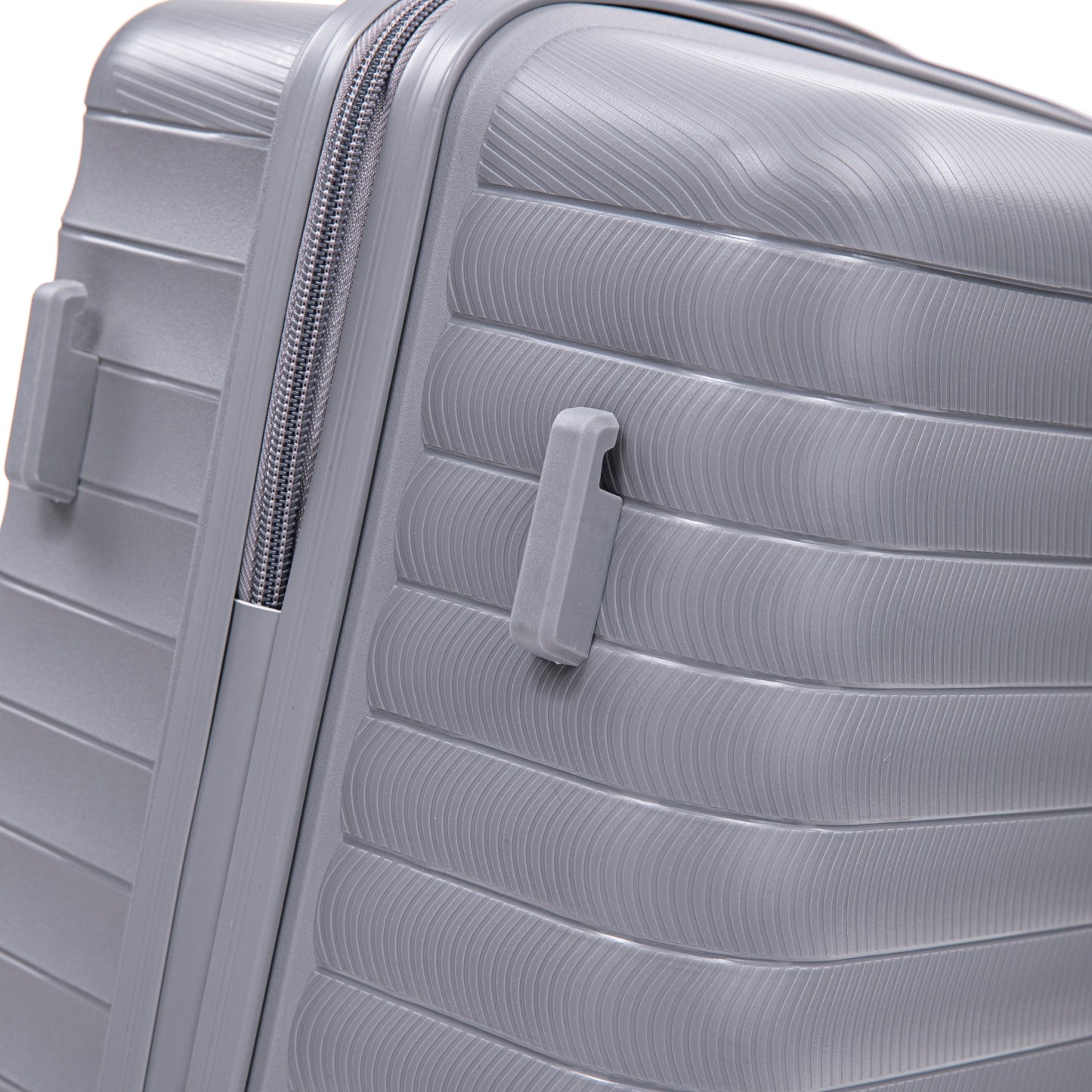 4-Piece PP Spinner Wheel Luggage Set with Cosmetic Case, Light Gray