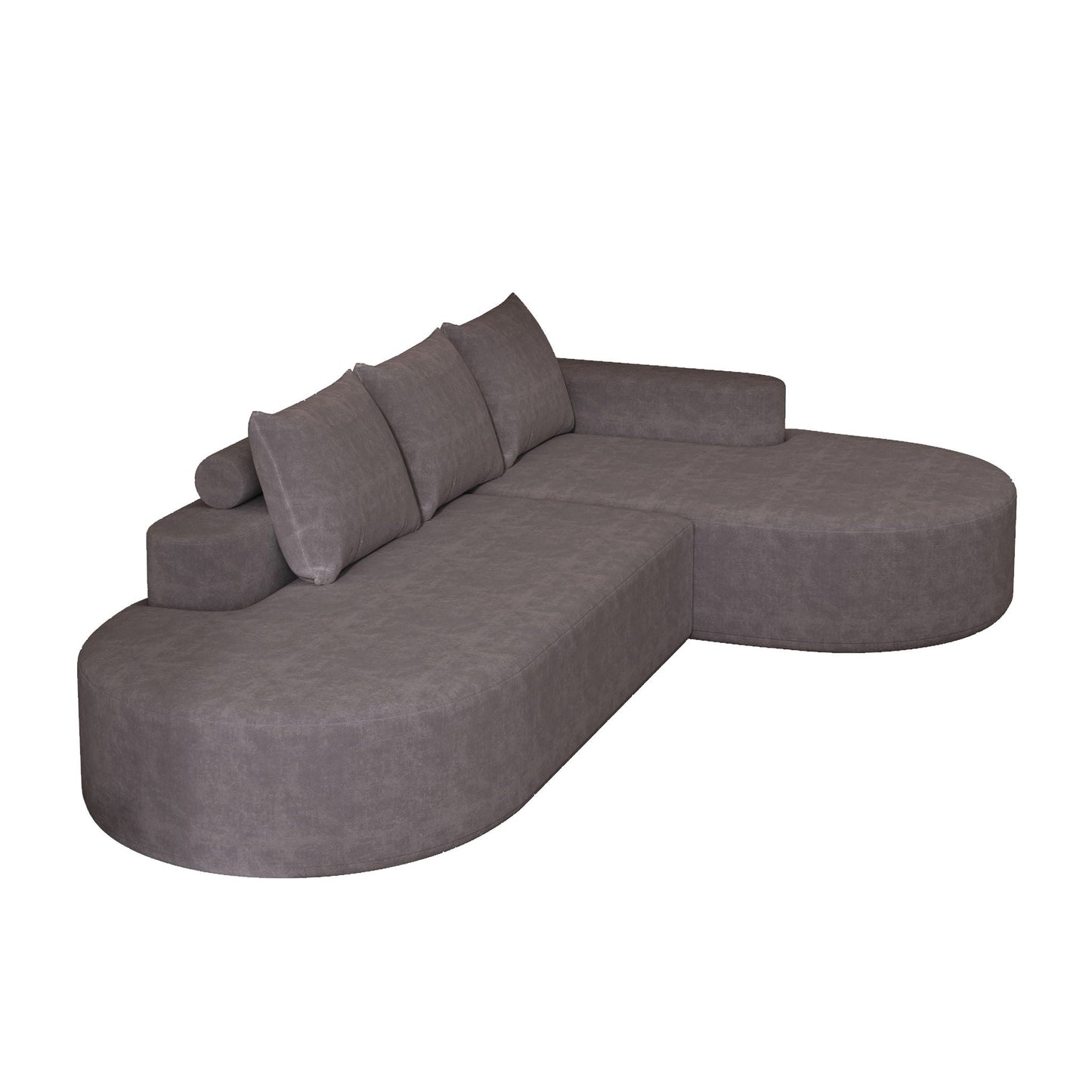 Modern Curved Sofa, L-Shaped Modular Sectional Set With 3 Pillows