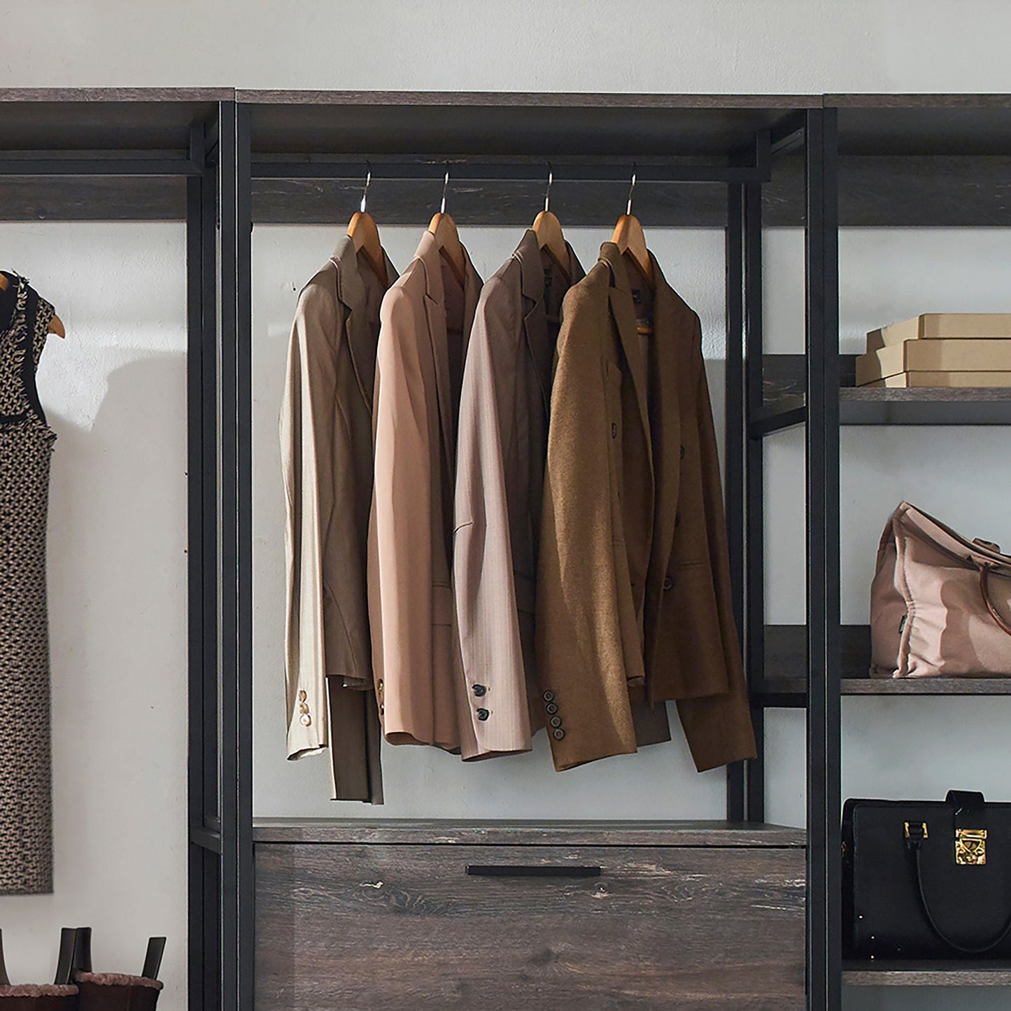 Monica - Walk-In Closet System, Extra Storage Space - Rustic