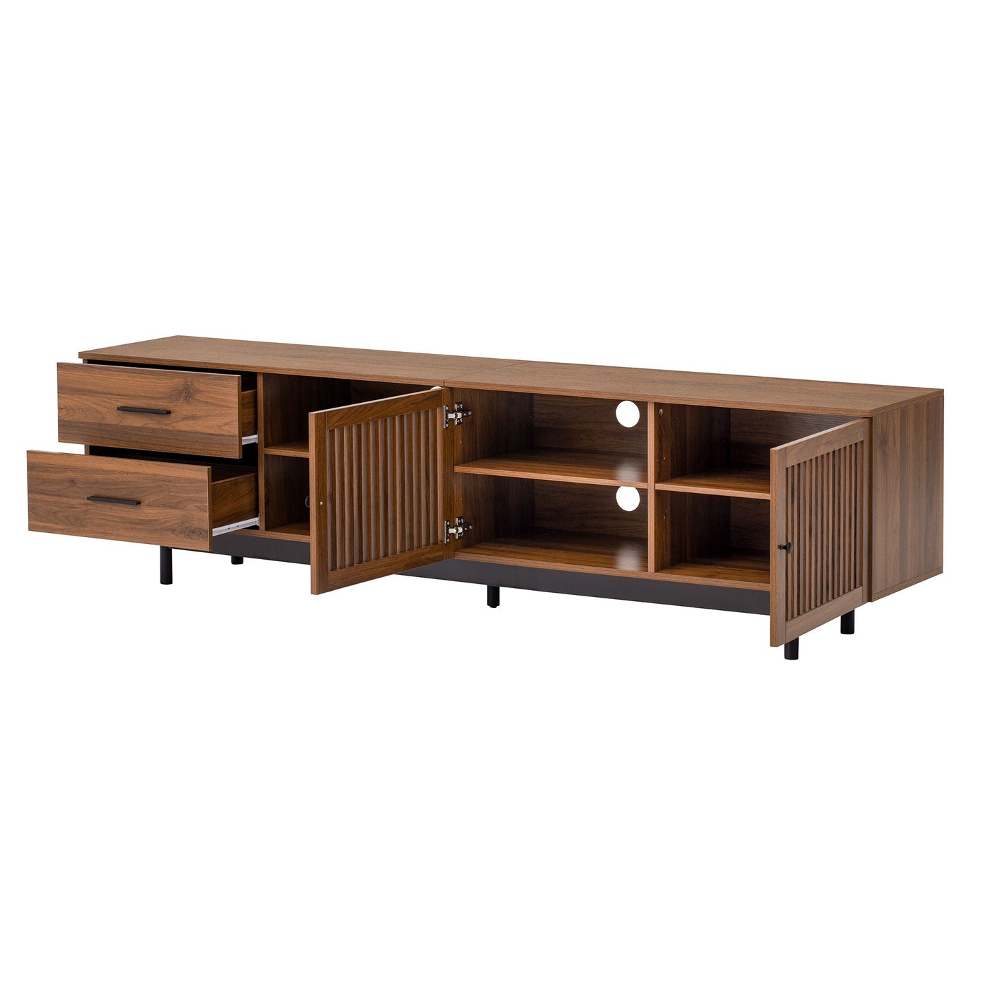 78" TV Stand For TVs Up To 85" Entertainment Center With Deep Drawers & Cable Management, Soft Closing Hinges - Walnut