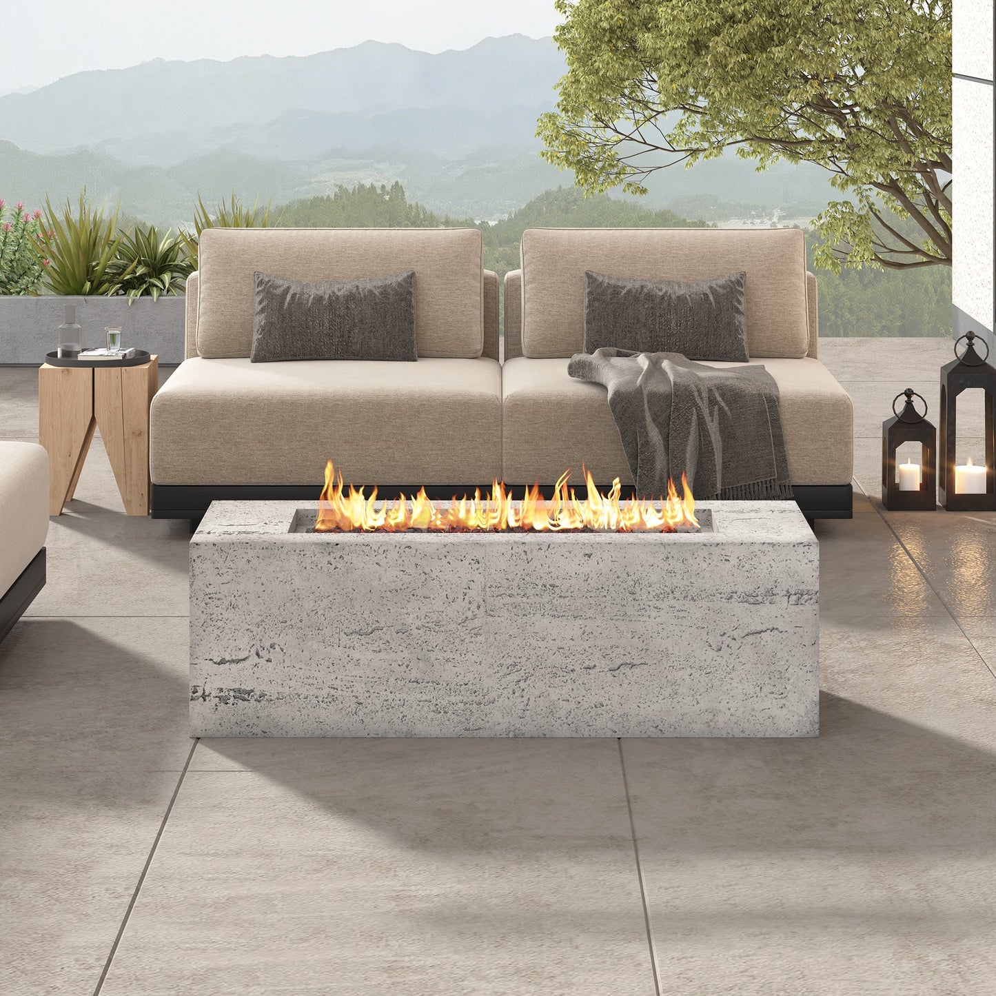 U_STYLE Outdoor Rectangular Propane Fire Pit 41.9" 40000 BTU