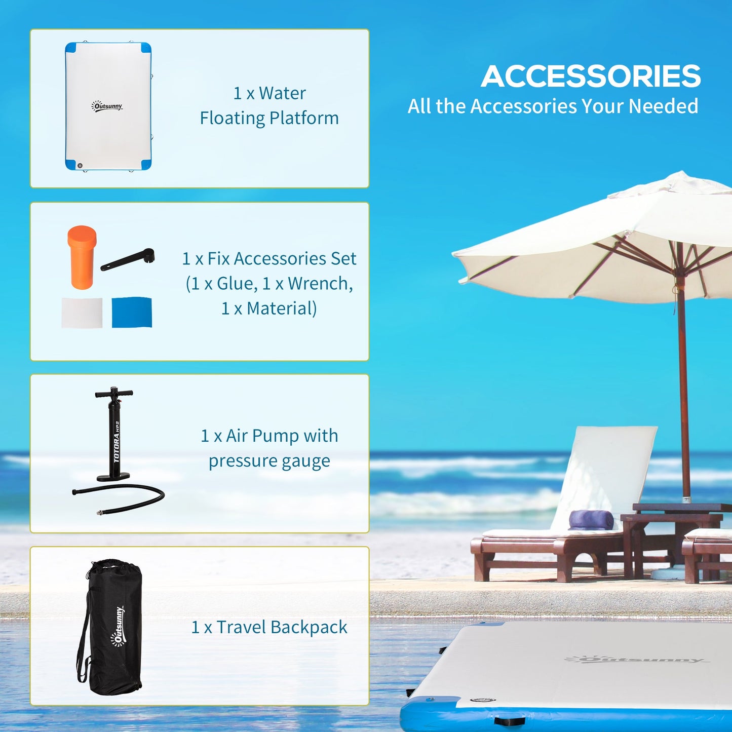 Outsunny Water Inflatable Floating Dock