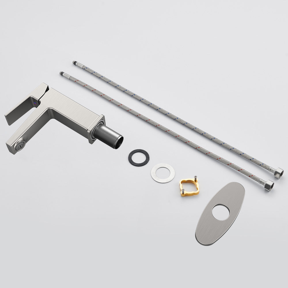 Brushed Nickel Single Handle Bathroom Faucet with Deck