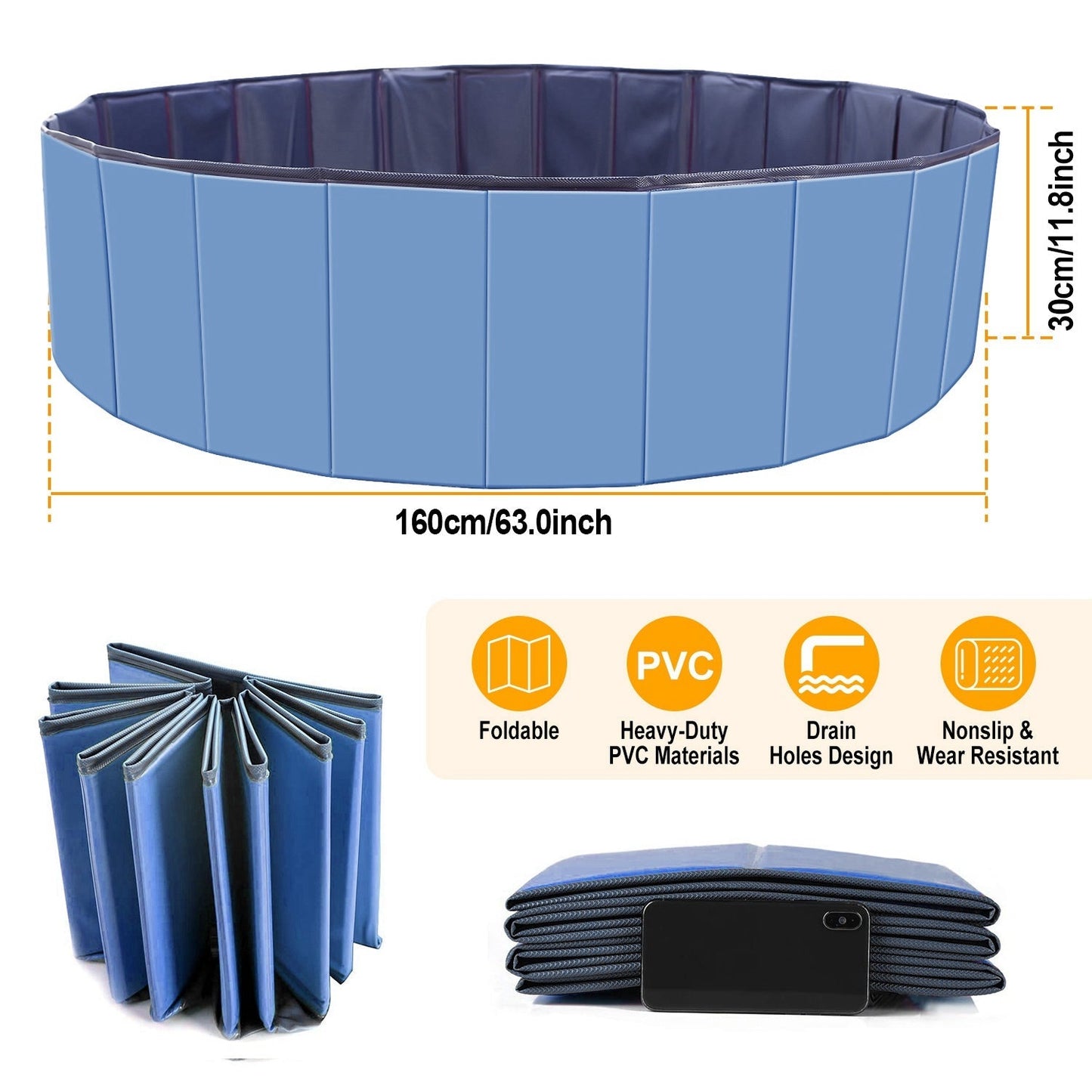 Foldable Pet Swimming Pool - Portable PVC - Gbruno